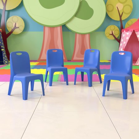 Flash Furniture Blue Plastic School Chair-11"H Seat, PK4 4-YU-YCX4-011-BLUE-GG